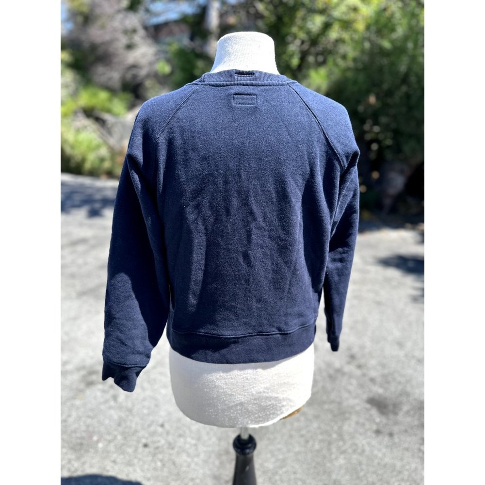 MOTHER Sweater Women's Small Blue Graphic La Bodega Long Sleeve Crew Neck Cotton - Picture 2 of 10